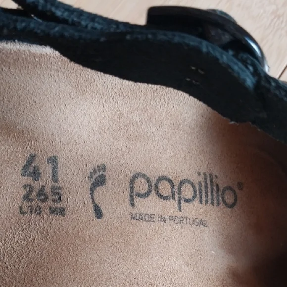 Papillio Black Leather Wedge Mules - Picture 2 of 15